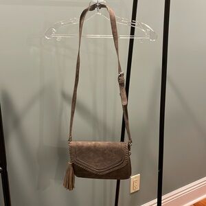 Faux suade cross body